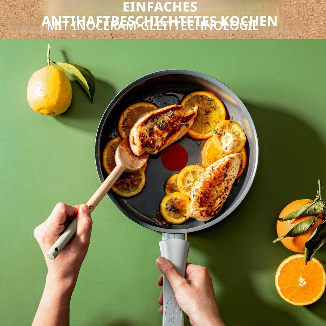 Tefal Renew On Schmorpfanne 24 cm, Antihaftbeschichtung, Keramik, Induktion, Thermo-Signal-Kochanzei