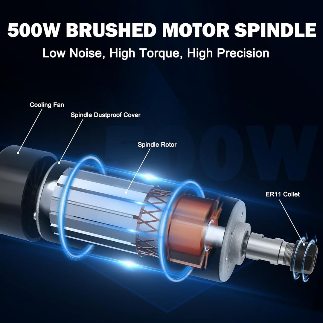 YOFULY 500W CNC Spindel mit Luftkühlung, MACH3 Drehzahlregler mit Netzteil AC110V-220V+ 52mm Spindel