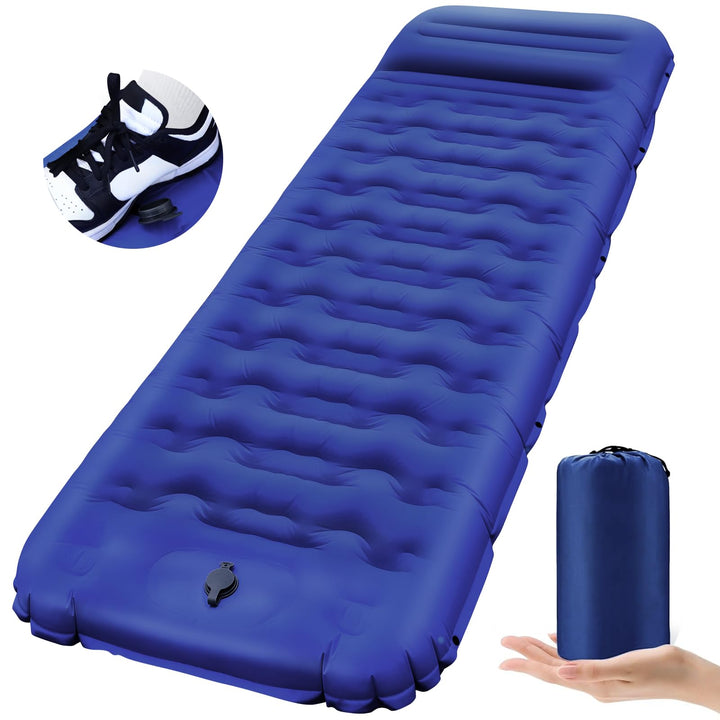 Isomatte Selbstaufblasend mit Fusspresse Pumpe, 12cm Verdicken Isomatte Camping, Ultraleicht Luftmat