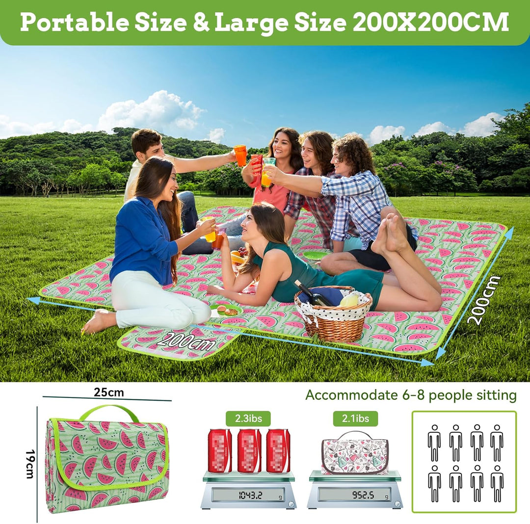 Ninonly Picknickdecke Wasserdicht Picknickdecke 200x200cm Tragbare Waschbar Extra Grosse Stranddecke