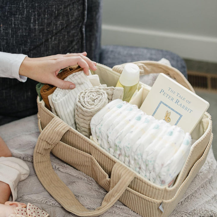PUTSKA Baby Diaper Caddy Organizer for Changing Table – Stylish Nursery Storage Basket, Newborn Esse