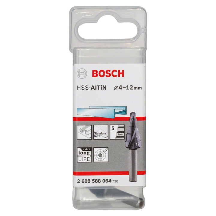 Bosch Professional Stufenbohrer HSS-AlTiN mit 3-Flächen-Schaft (Ø 4-12 mm, 5 Stufen) Ø 4-12 mm 5 Stu
