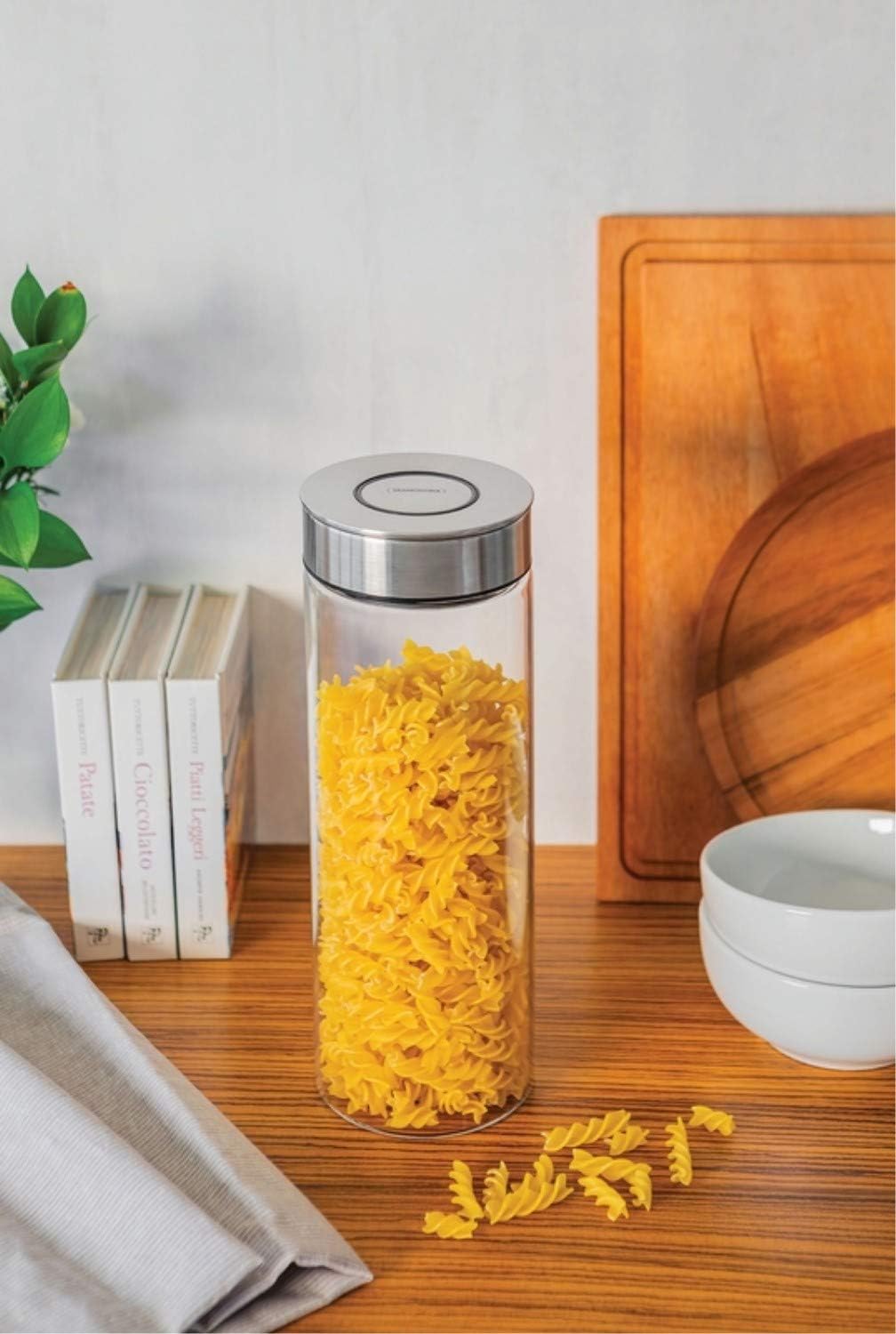 Tramontina Vorratsglas, Ø 10 cm, 1,8 l, Edelstahldeckel, Glas, Transparent, 61227-050, 1,8 Liter, 1,