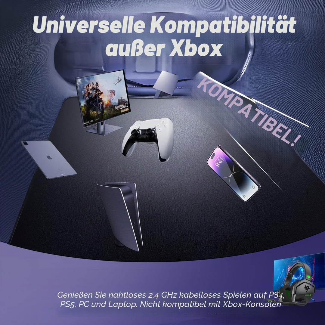 NUBWO G06 Wireless Gaming Headset für PS5, PS4, PC, Rauschunterdrückung über Ohr-Gaming-Kopfhörer mi