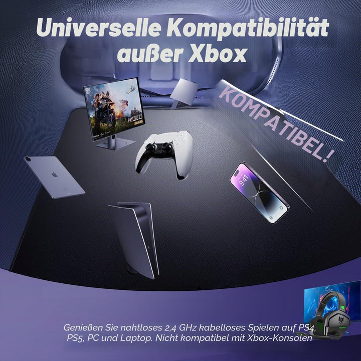 NUBWO G06 Wireless Gaming Headset für PS5, PS4, PC, Rauschunterdrückung über Ohr-Gaming-Kopfhörer mi