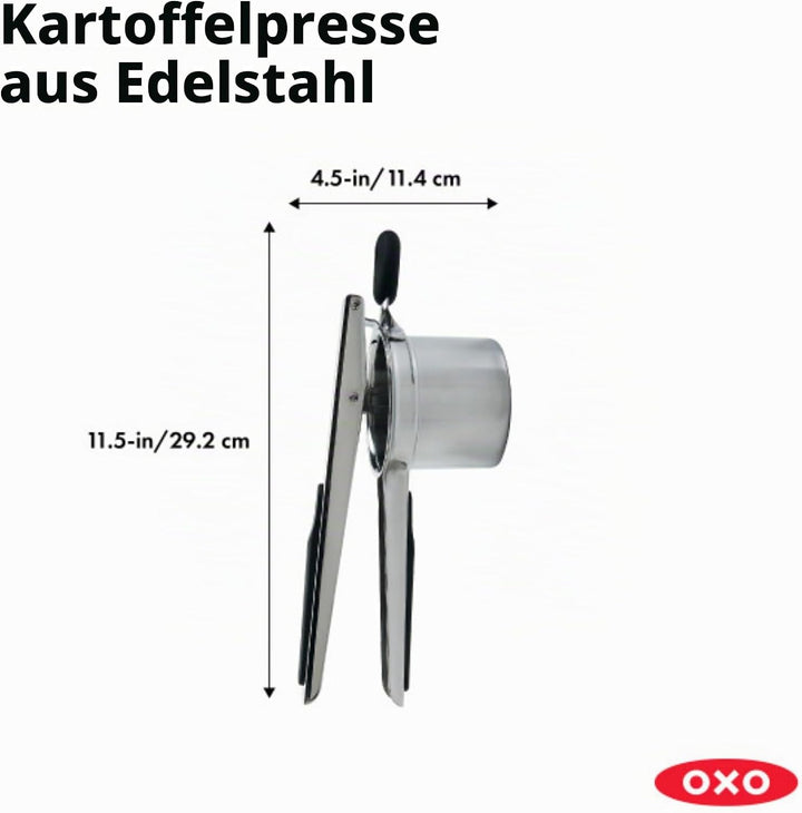 OXO Good Grips Kartoffelpresse Edelstahl Einzeln, Edelstahl Einzeln