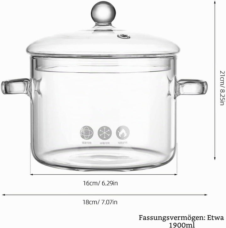 Didiseaon Glas Suppentopf Aus Borosilicat Kochtopf Für Küche Hitzebeständiger Topf Mit Deckel Prakti