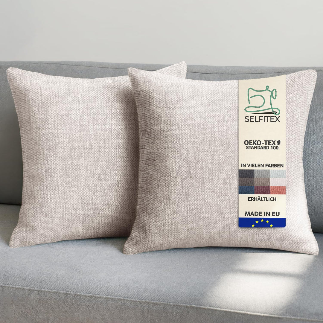 Selfitex 2er Set Couchkissen 50x50 cm, Sofakissen mit Füllung und Bezug, kuschelweiches Lesekissen,