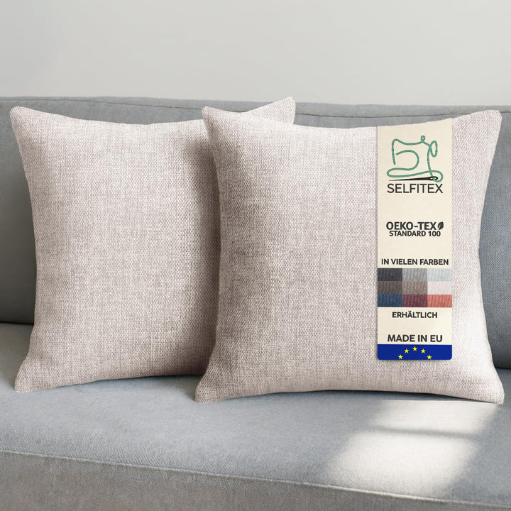 Selfitex 2er Set Couchkissen 50x50 cm, Sofakissen mit Füllung und Bezug, kuschelweiches Lesekissen,
