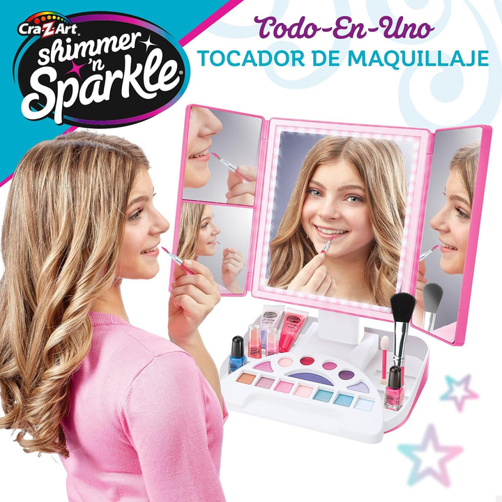 Colorbaby Shimmer 'n Sparkle Schminkstudio, Schminktisch mit Licht, 3 Lichtmodi, 4 Spiegel, inkl. Li