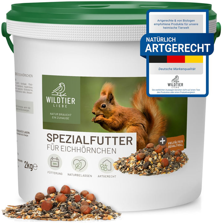wildtier liebe Eichhörnchenfutter 2kg für Eichhörnchen & Streifenhörnchen I Ganzjahres-Futter Eichhö