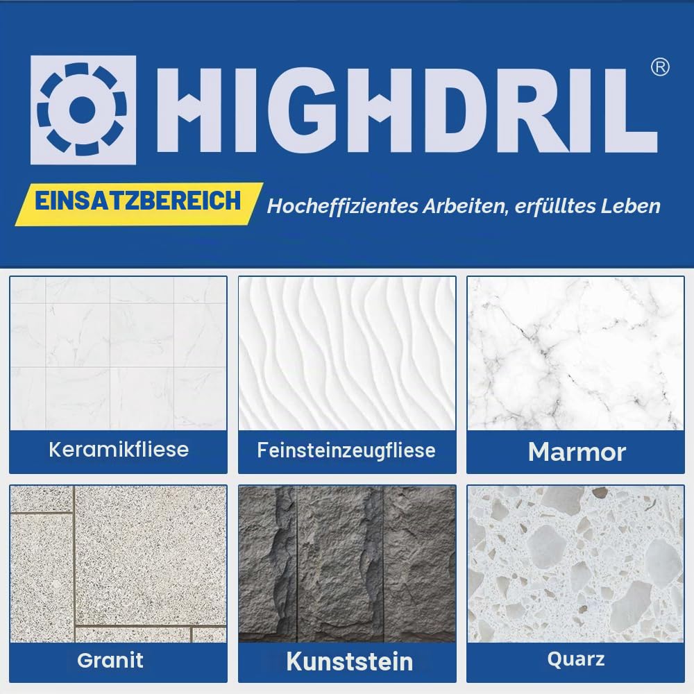 HIGHDRIL Diamant Bohrkrone Set - 6/8/10/20/25/28/32/35/45/50/65MM Diamant-Bohrkrone Lochsäge mit Dre