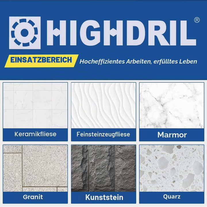 HIGHDRIL Diamant Bohrkrone Set - 6/8/10/20/25/28/32/35/45/50/65MM Diamant-Bohrkrone Lochsäge mit Dre