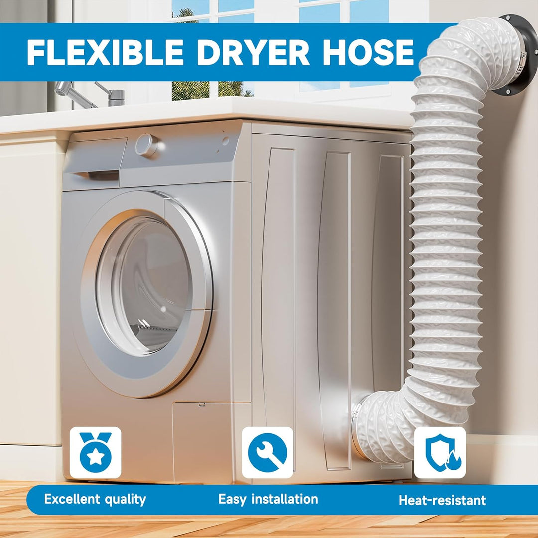 Hon&Guan ø150mm Abluftrohr, 2,5m PVC Alurohr Flex-Schlauch mit 2 Schlauchschelle für Mobile Klimaanl