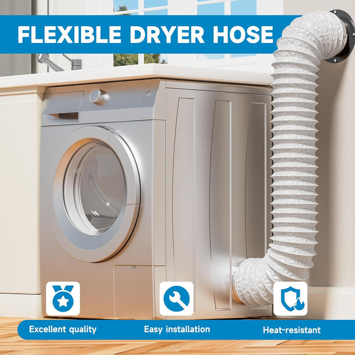 Hon&Guan ø150mm Abluftrohr, 2,5m PVC Alurohr Flex-Schlauch mit 2 Schlauchschelle für Mobile Klimaanl