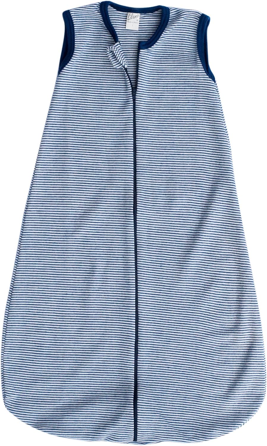 Lilano, Schlafsack Ringel ohne Arm, 70% Wolle (kbT), 30% Seide, 210 gr./m² 3 (110 cm) Marine/Natur,