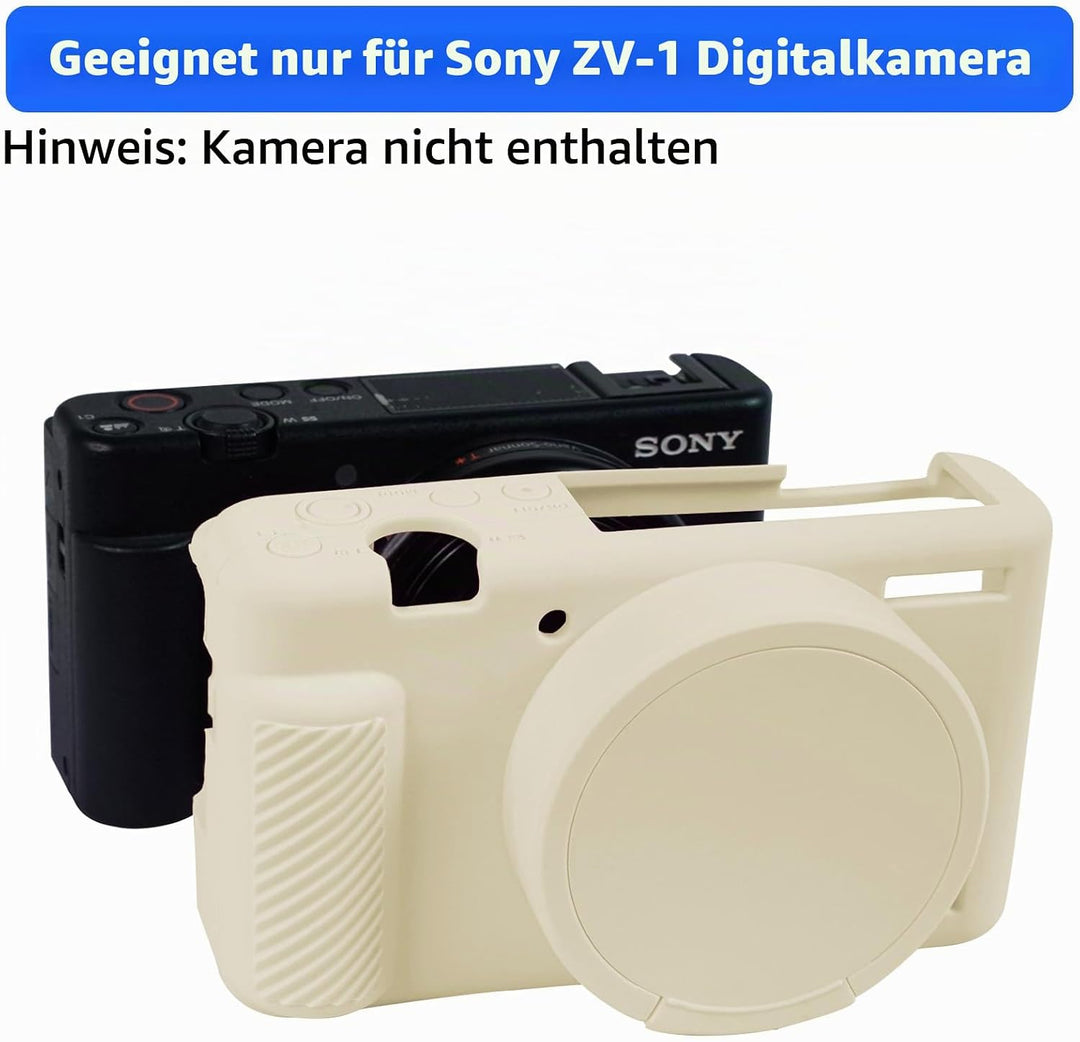 Easy Hood Silikonhülle für Sony ZV-1 Kamera,Kameratasche,Beige | mit Abnehmbarem Objektivdeckel,Krat