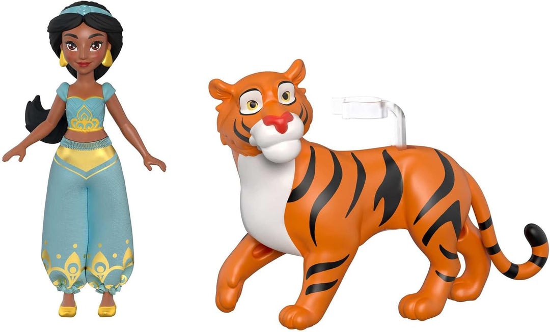 DISNEY Prinzessin Jasmin und Rajah - Bewegliche Puppe und Tigerfigur aus dem Film Aladdin, Jasmins u