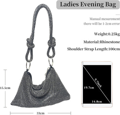 CORIOS Abendtasche Damen Shiny Strass Handtasche Glitzer Umhängetasche Diamant Clutch Bag Klein Tasc