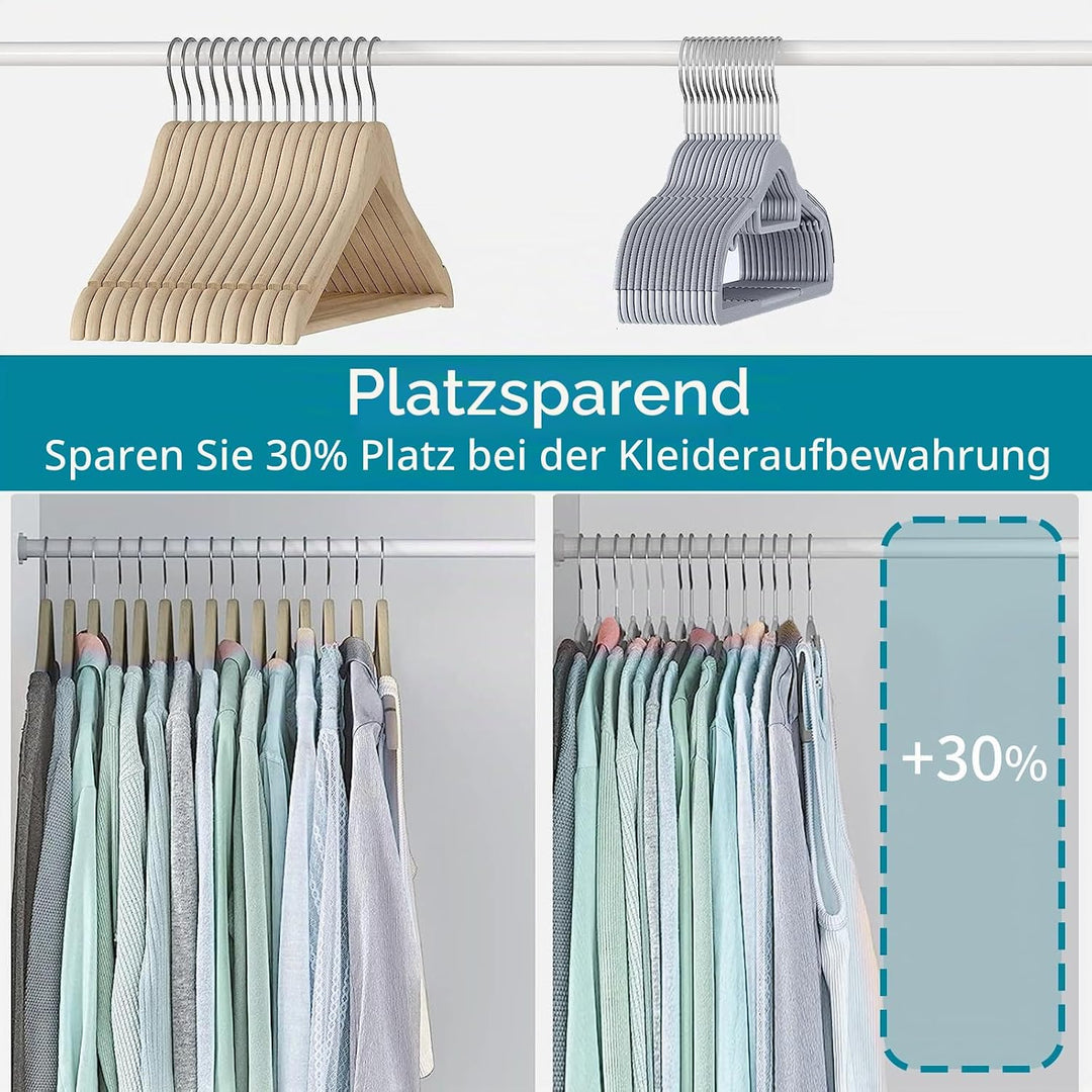 ABHENG 50 Stück Kleiderbügel, Rutschfester Kunststoffbügel, Platzsparender Bügel, 360° Drehbarer Hak
