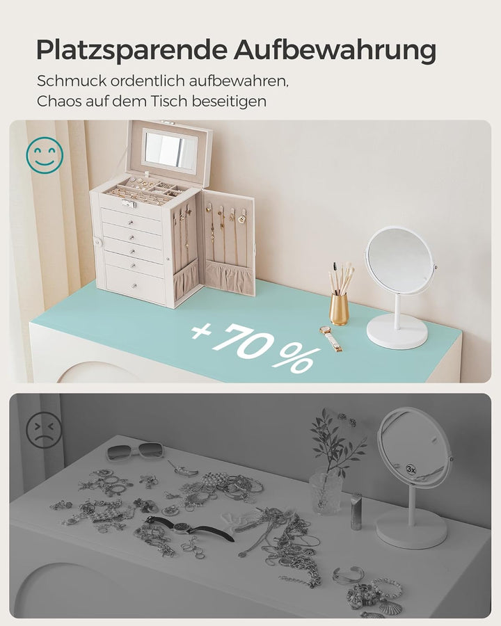 SONGMICS Schmuckkasten, grosse Schmuckschatulle mit 6 Ebenen, Schmuckkästchen mit seitlichen Klapptü