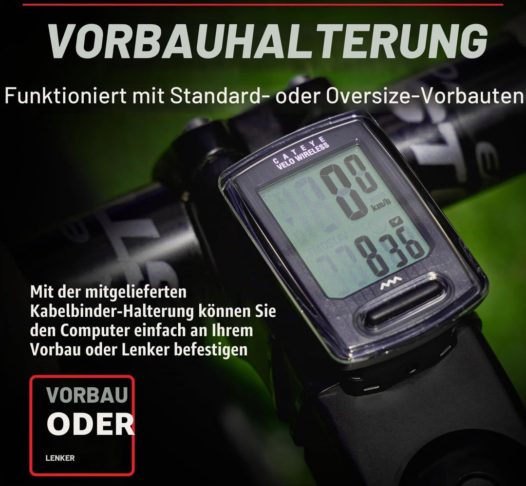 CATEYE Velo Wireless CC-VT230W Fahrradcomputer Does not apply Schwarz, Does not apply Schwarz