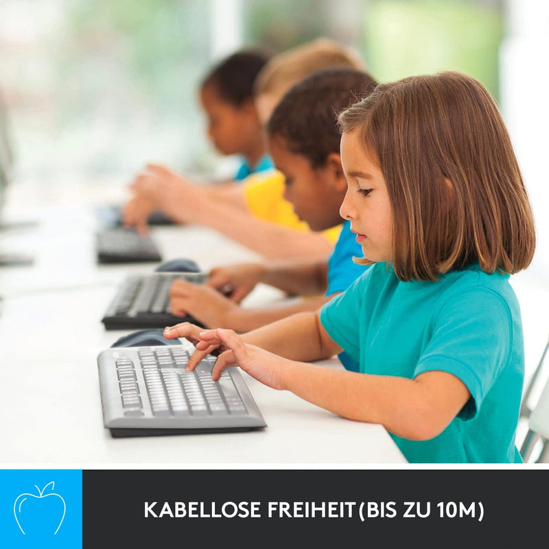 Logitech MK270 Desktop for Education mit Silikonabdeckung, kabellose Tastatur-Maus-Kombination für W