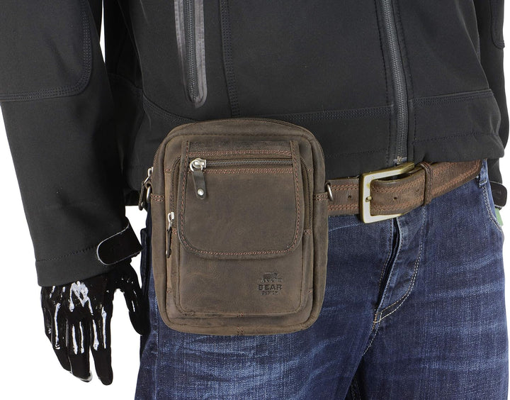 Bear Design Gürteltasche Dark Nature Herren Damen braun Leder