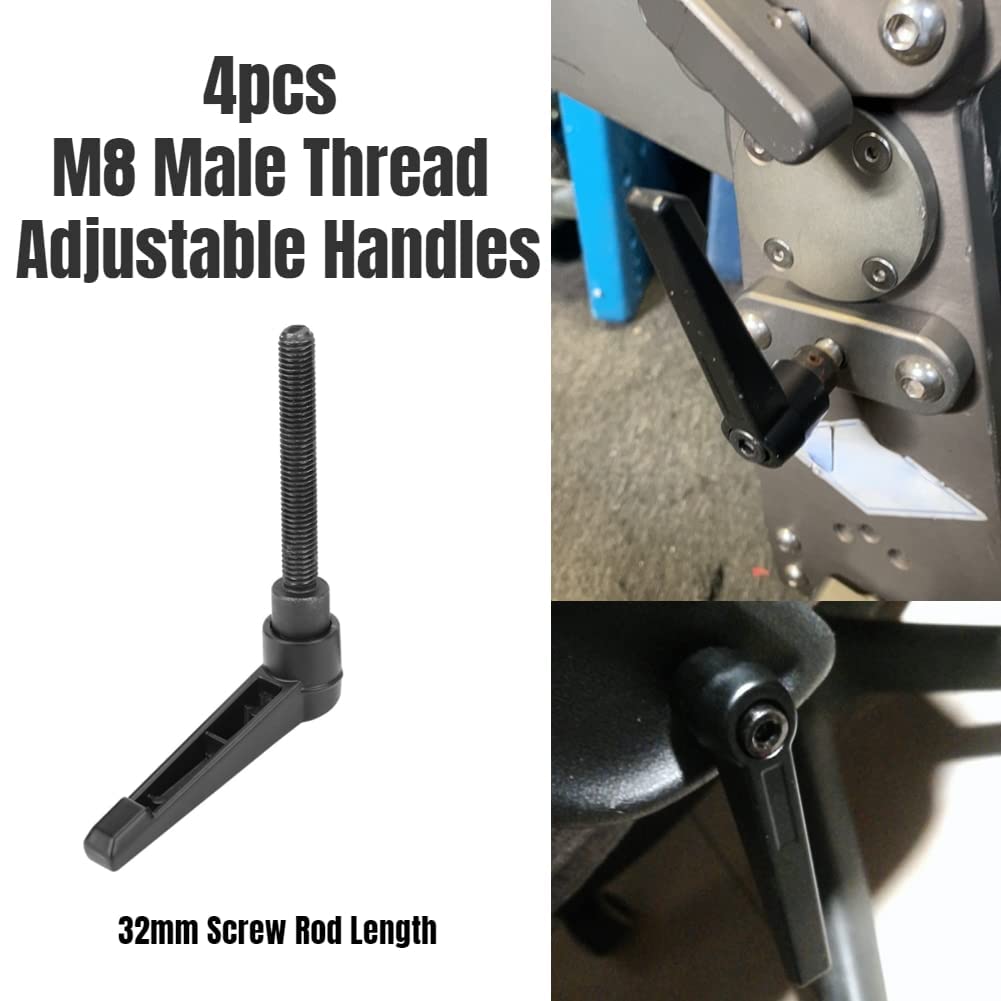Hilitand 4 Stück Klemmhebel Griff Griff Griff Einstellbar Edelstahl M8 Schwarz (32mm), 32MM