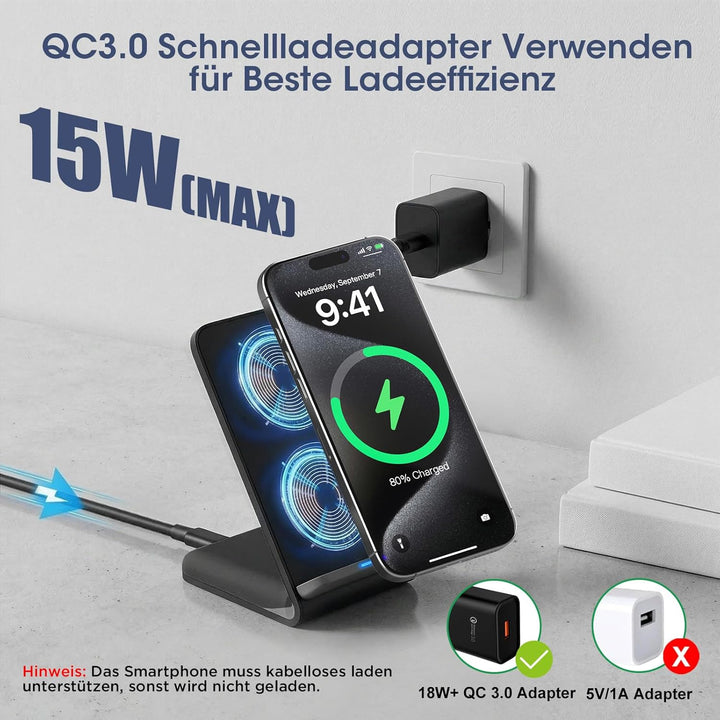 15W Wireless Charger Stand Induktive Ladestation für Samsung Galaxy S25 Ultra S24 S23 Kabelloses Han