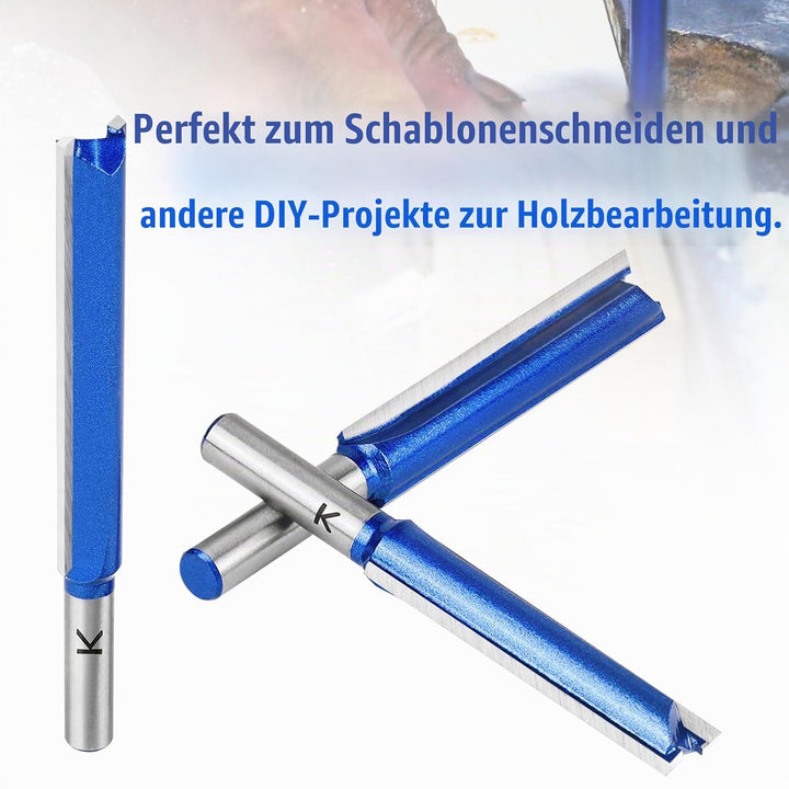 NICAVKIT 3 Stück Gerades Fräser für oberfräse 8mm Schaft,Extra Langer Nutfräser Holzfräser Bündigfrä