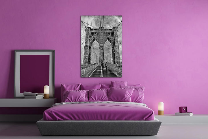 deyoli gigantische Brooklyn Bridge Effekt: Schwarz/Weiss im Format: 80x60 als Leinwandbild, Motiv fe