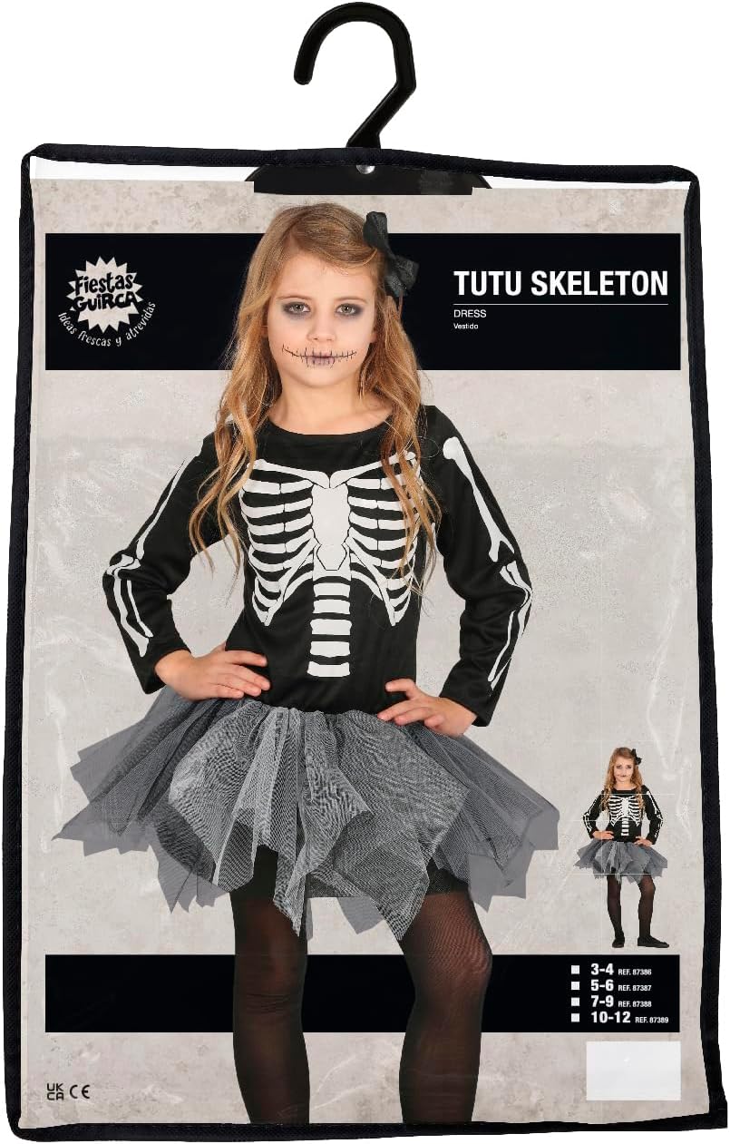 Fiestas Guirca Skeleton Kostüm mit einem Tutu eines Kindes