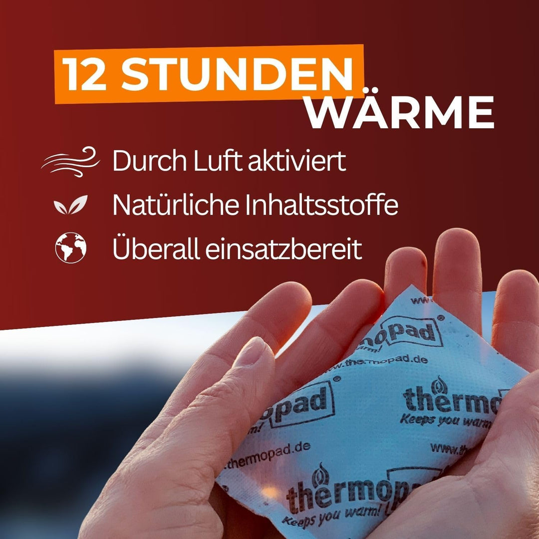THERMOPAD Handwärmer – DAS ORIGINAL: 20 Paar Wärmepads für 12 Stunden Wärme I 50% weniger Plastik I