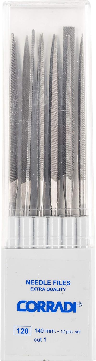 CORRADI-Nadelfeilen-Set, 12-teilig, Schweizer Hieb 1, 140mm, 12320143 – Für die mittlere Präzisionsb