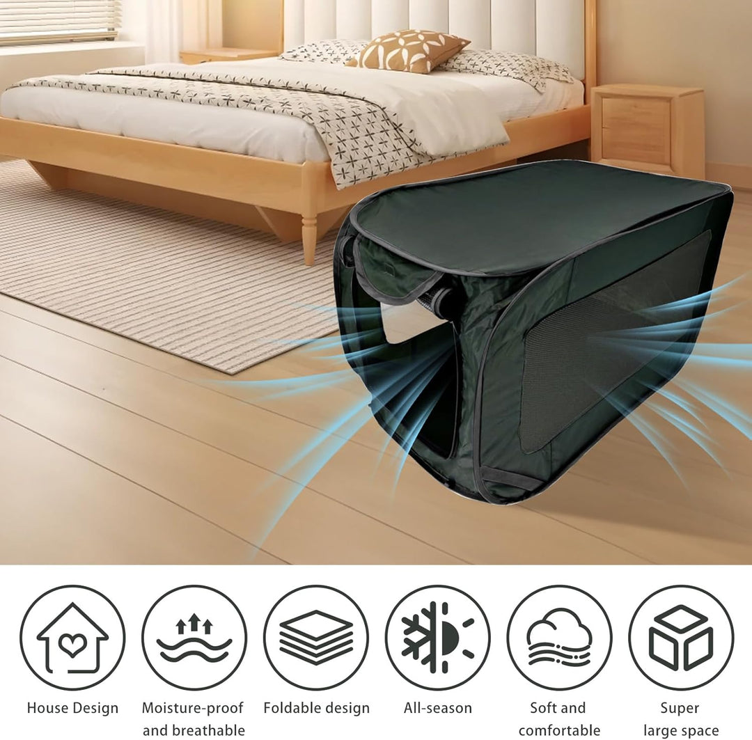 Hundetransportbox Faltbar 92×52×52 cm,Hundebox Auto mit Doppeltüren aus Oxford Stoff,Tragbare Pop-Up