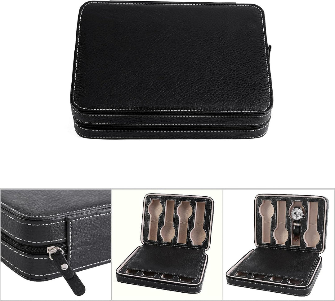 Restokki Uhrenbox, Uhrendisplay Aufbewahrungsbox, tragbarer Reise-Kollektor-Koffer-Organizer mit Rei