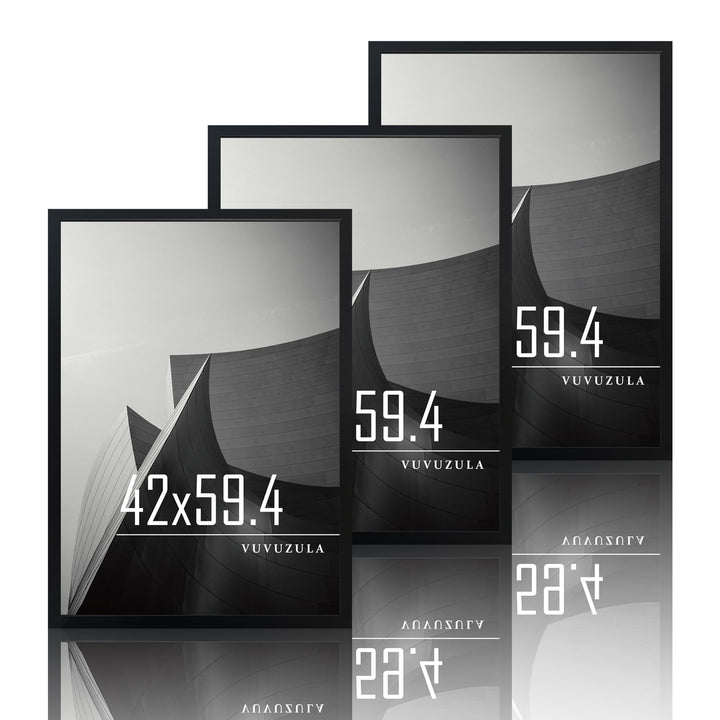 VUVUZULA Bilderrahmen A2 Schwarz Holz Fotorahmen Holzrahmen MDF Rahmen DIN A2 3er Set Schwarz A2, Sc
