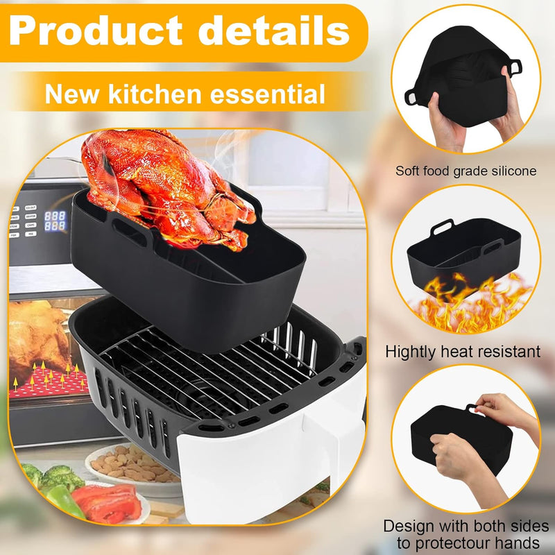 Pipihome Silikontopf für Ninjas Dual Air Fryer, 2PCS Silikon Air Fryer Liner Double Air Fryer Siliko