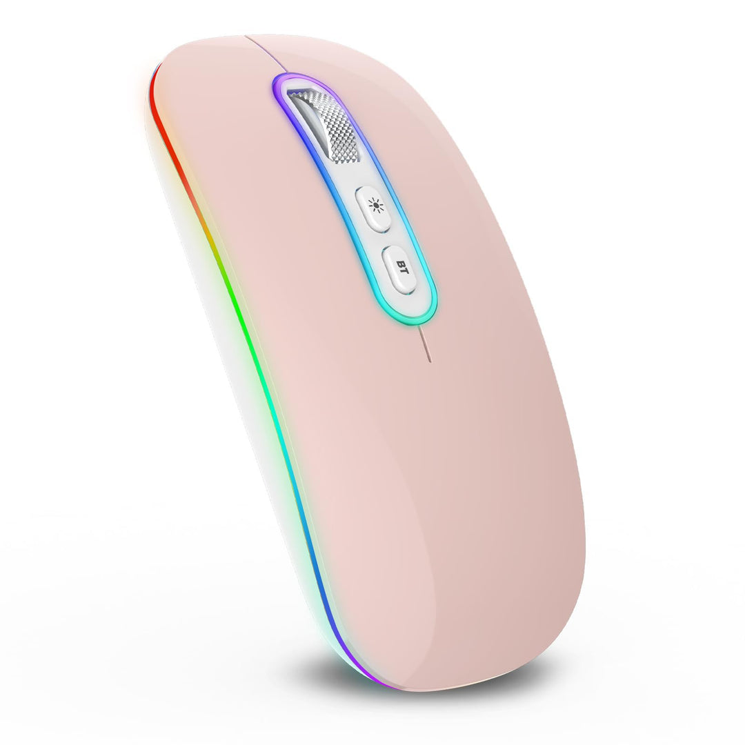 cimetech Bluetooth Maus kabellos (Bluetooth 5.1 + USB 2,4 GHz) LED Dual Mode- Wiederaufladbare Optis