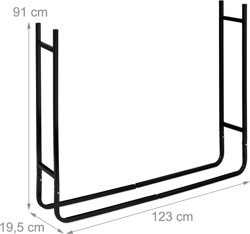 Relaxdays Kaminholzregal, Metall, aussen & innen, für Brennholz, moderne Holzstapelhilfe, HxBxT: 91x