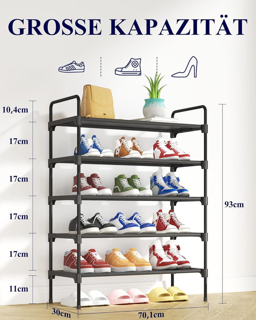 Kitsure Schuhregal für Schrank, stabile Schuhablage für den Eingangsbereich, platzsparendes kleines