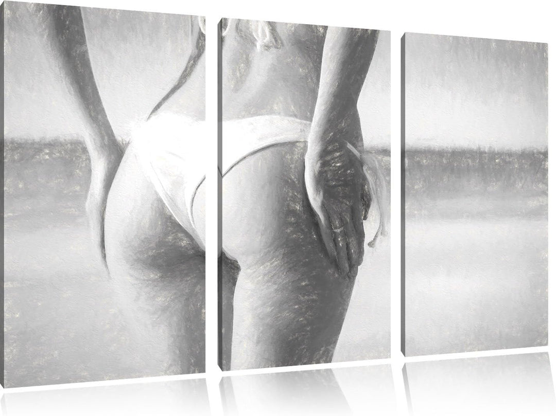 Pixxprint Sexy Po als Leinwandbild/Grösse: 3 Teilig (120x80) cm/Wandbild/Kunstdruck/fertig bespannt