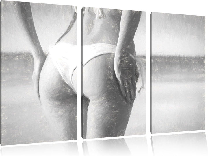 Pixxprint Sexy Po als Leinwandbild/Grösse: 3 Teilig (120x80) cm/Wandbild/Kunstdruck/fertig bespannt
