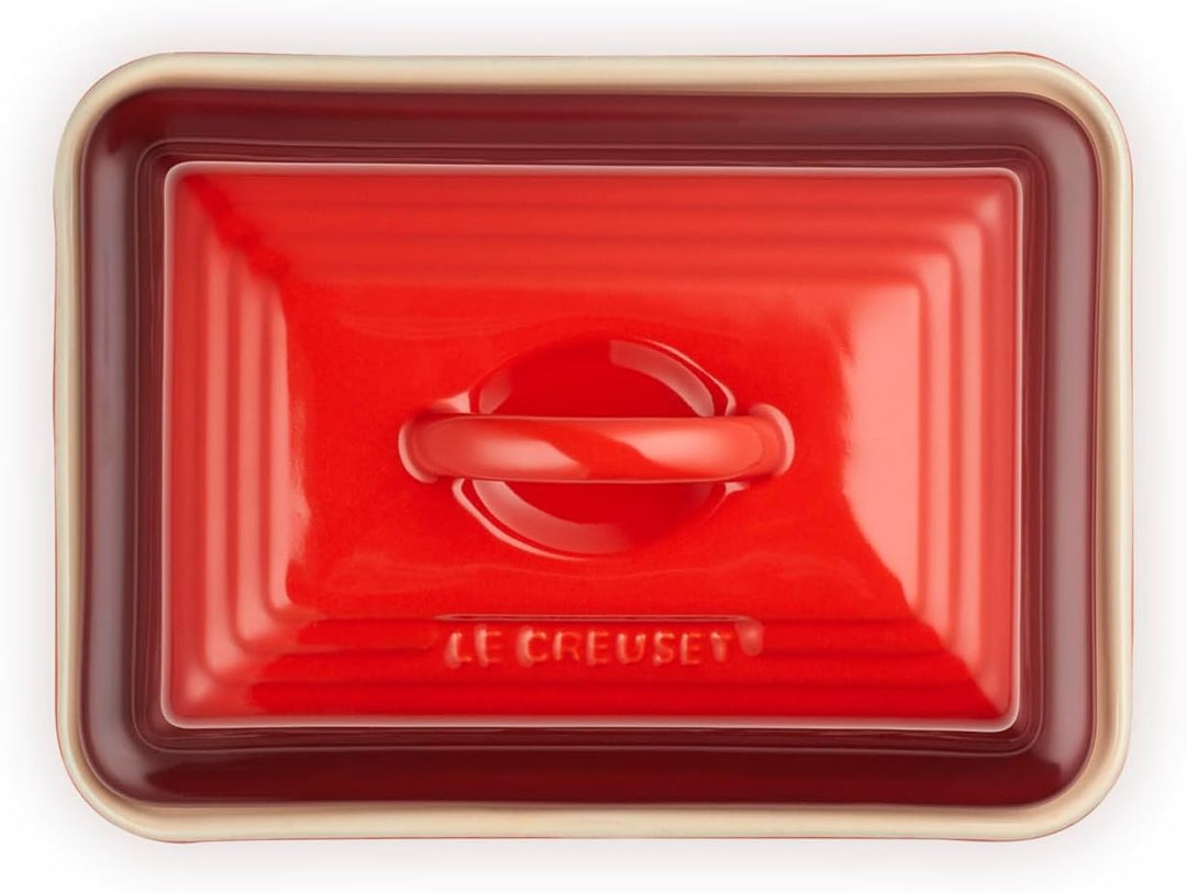 Le Creuset Steinzeug Butterdose, 900 g, 17 x 12.5 x 9 cm, Kirschrot, Kirschrot