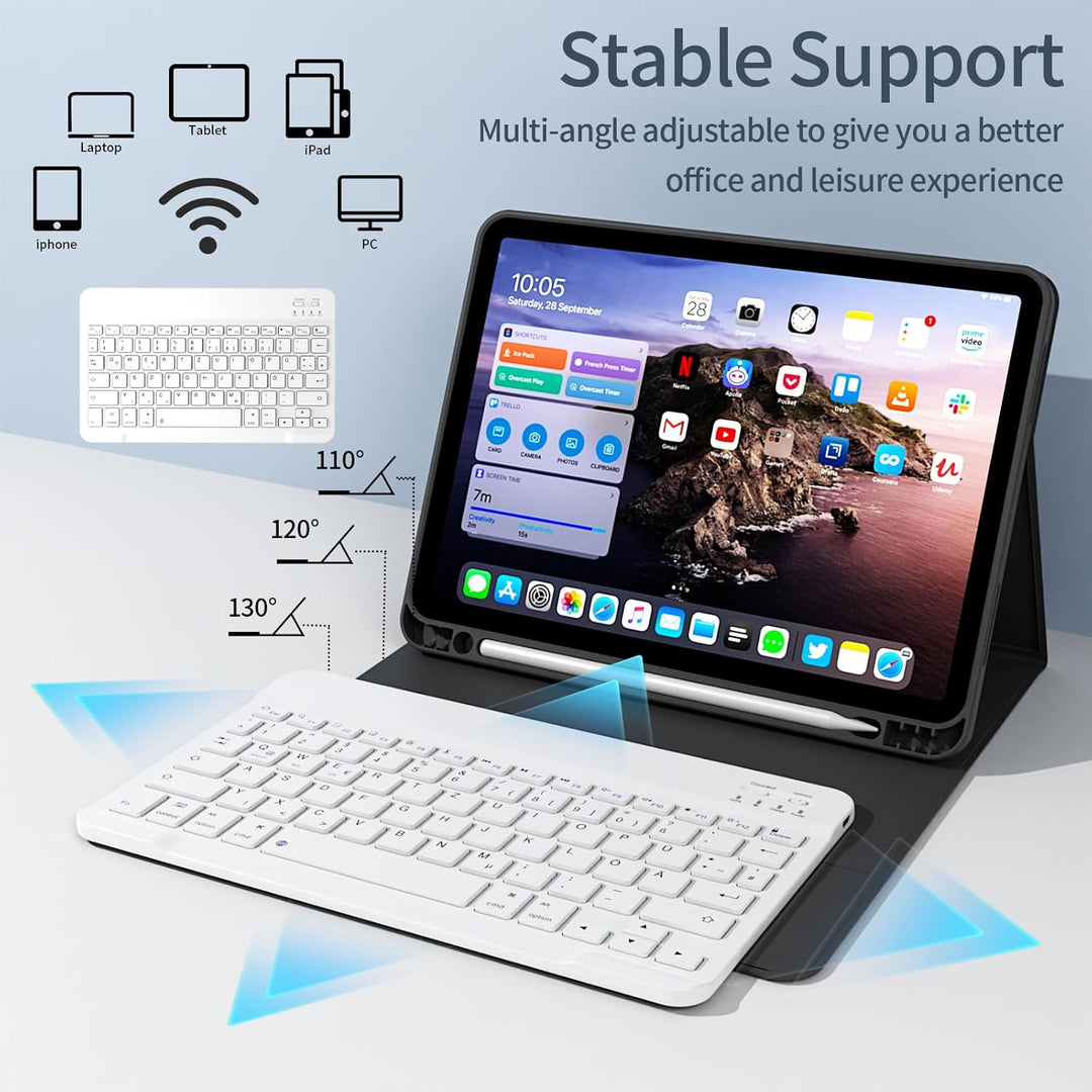 Hülle mit Tastatur für iPad Air 11 Zoll 2025 2024 (M3/M2), iPad Air 5 4 2022/2020 10,9 Zoll, Soft TP