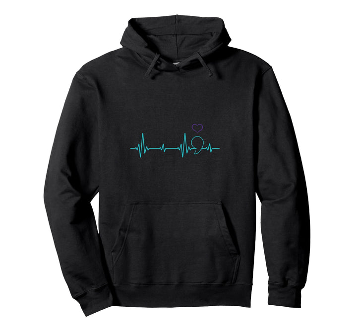 Heartbeat Semikolon for a Prevention Awareness Pullover Hoodie
