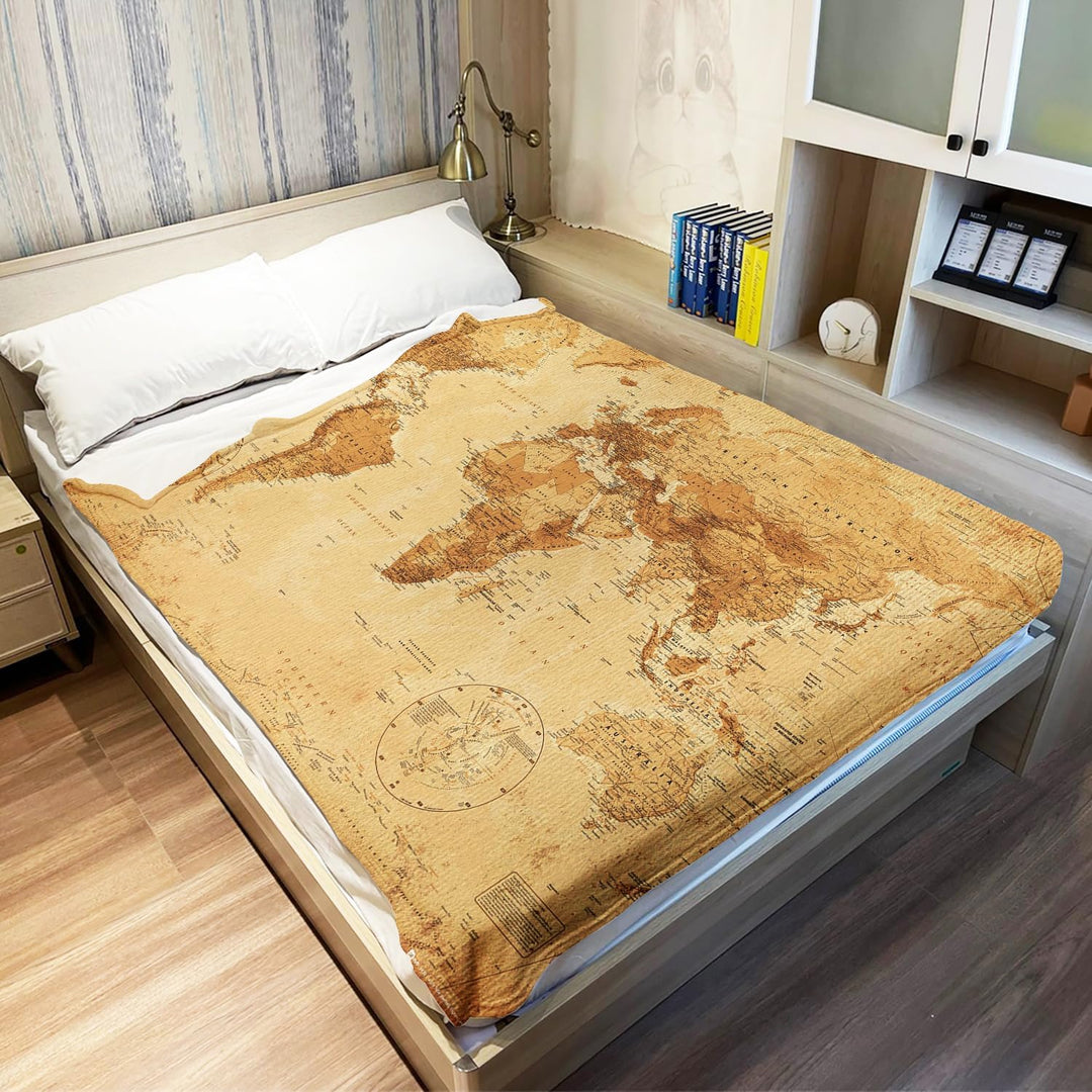YISUMEI Decke 150x200 cm Kuscheldecken Sanft Flanell Weich Fleecedecke Bettüberwurf Weltkarte, 150x2