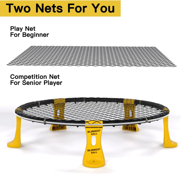 Mookis Blinngoball Outdoor Roundnet Spieleset, Roundnet Set Team Games bestehend aus Spielnetz, 3 Bä
