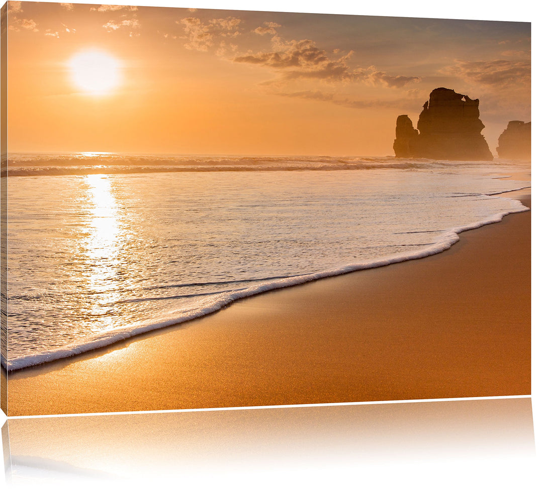 Sonnenuntergang Ozean, Format: 100x70 auf Leinwand, XXL riesige Bilder fertig gerahmt mit Keilrahmen